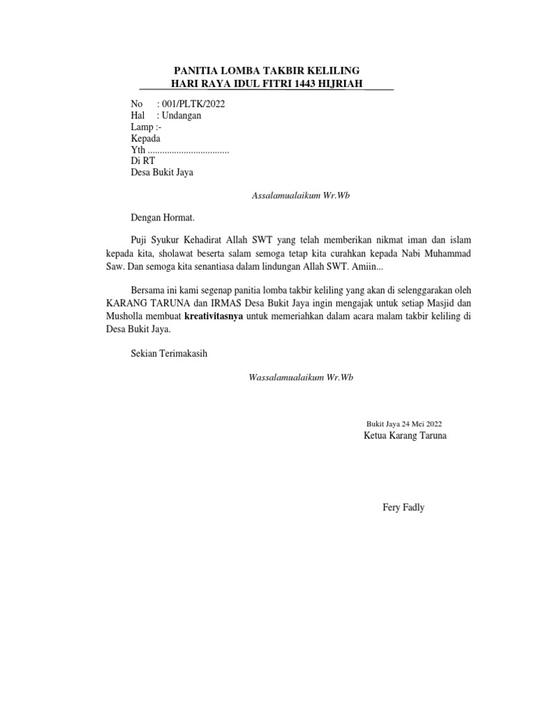 Panitia Lomba Takbir Keliling Dikonversi Pdf
