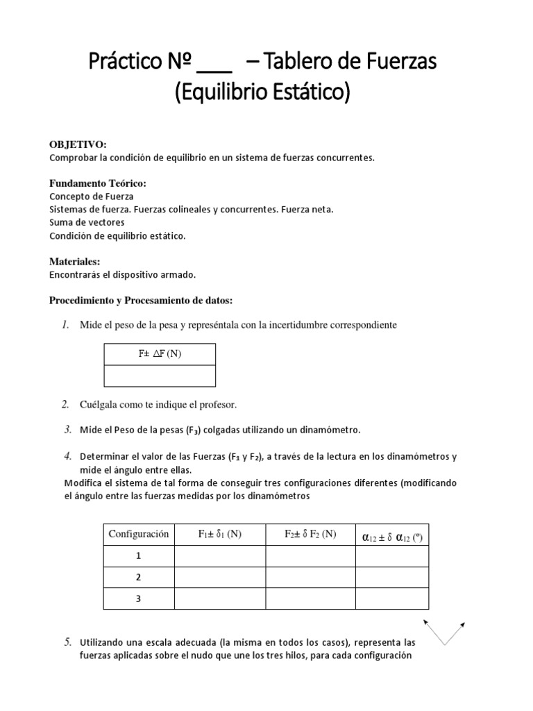Práctica 5 - TABLERO DE FUERZAS | PDF
