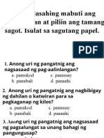 Filipino 9 q2 Quiz Pangatnig