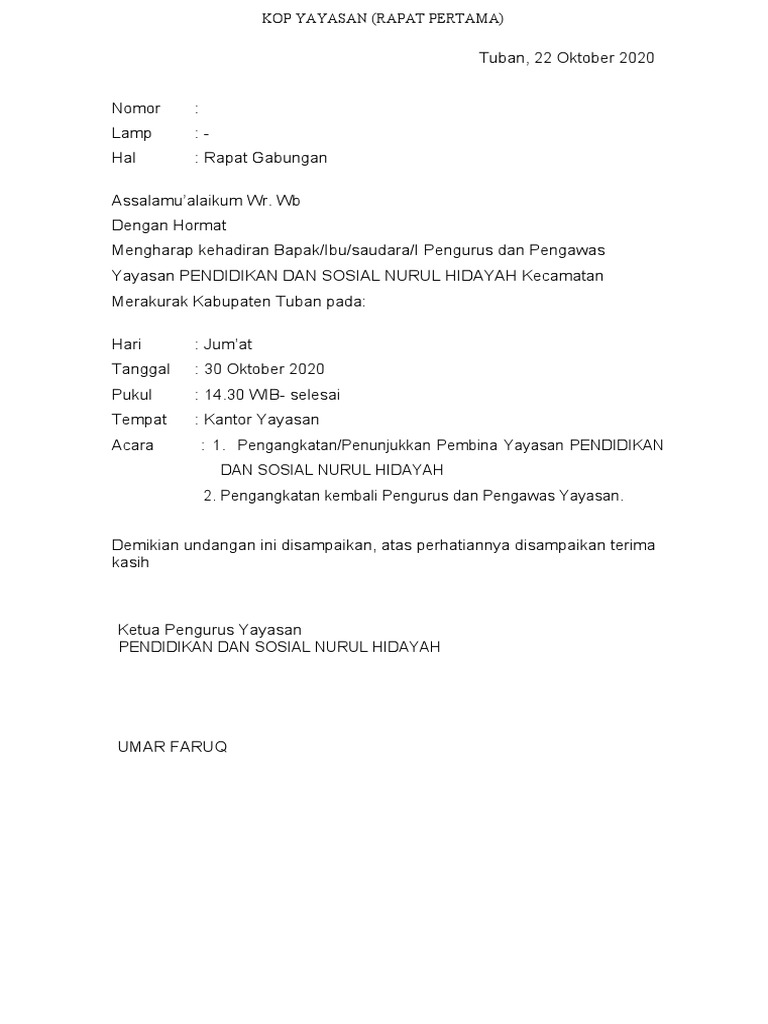 Undangan Rapat Gabungan | PDF