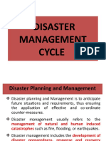 Disaster Management Cycle (Prevention, Mitigation, Preparedness, Response, Recovery and