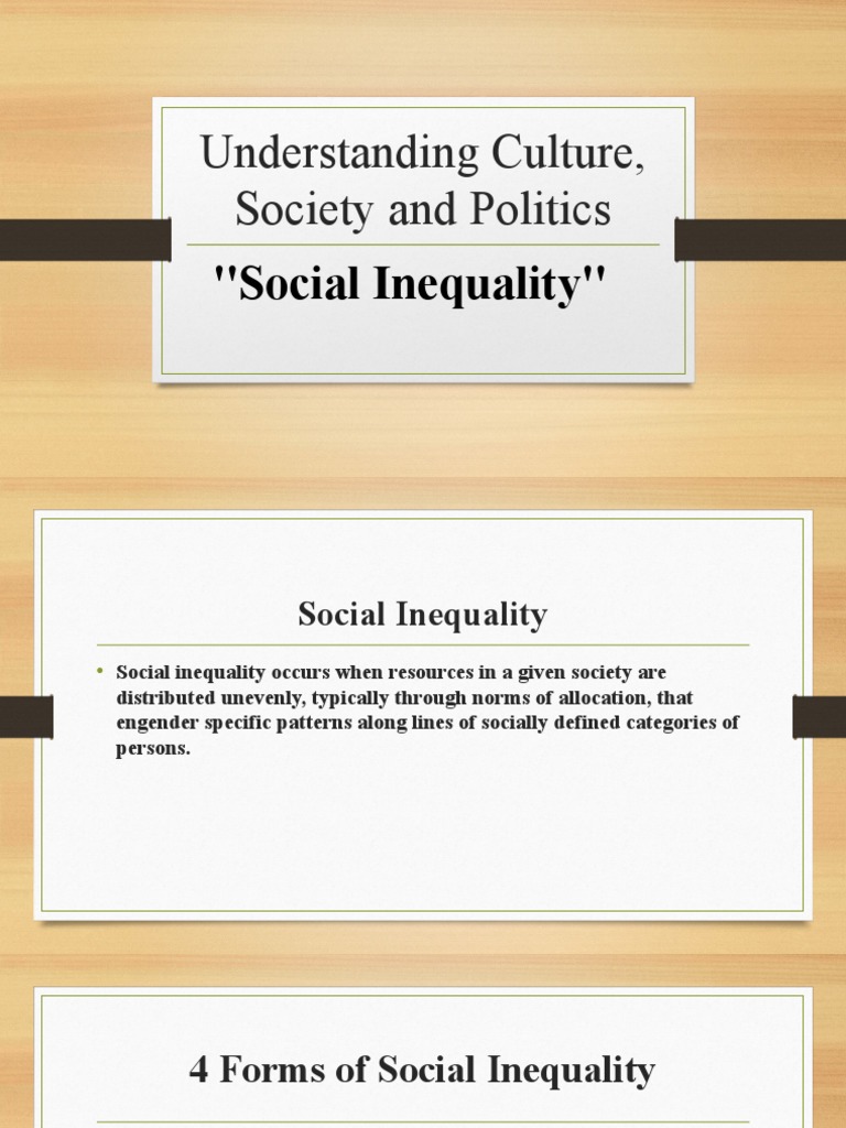 Understanding the Forms and Causes of Social Inequality Gender, Racial