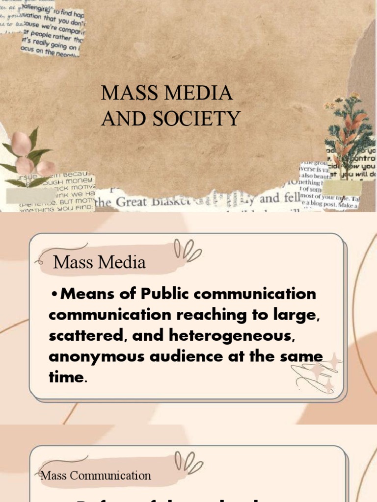 Mass Media And Society Ppt Grp 1 Pdf Mass Media Propaganda