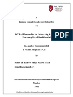 Training Report on Effervescent and Generic Formulations