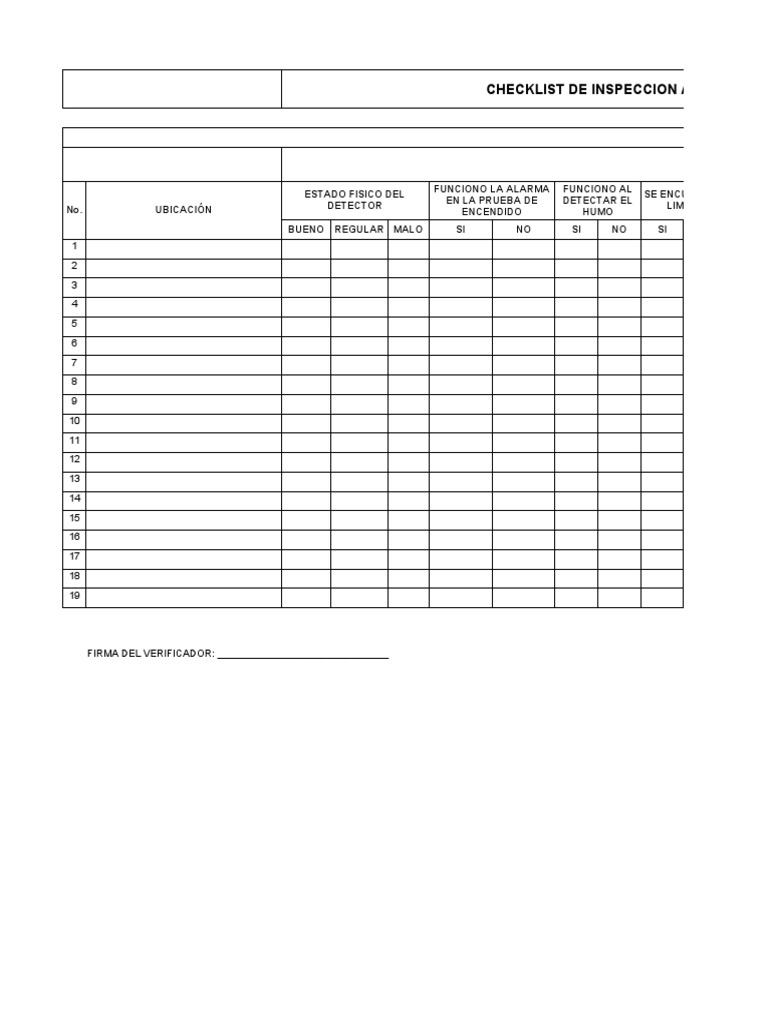 Checklist de Inspección de Detectores de Humo | PDF
