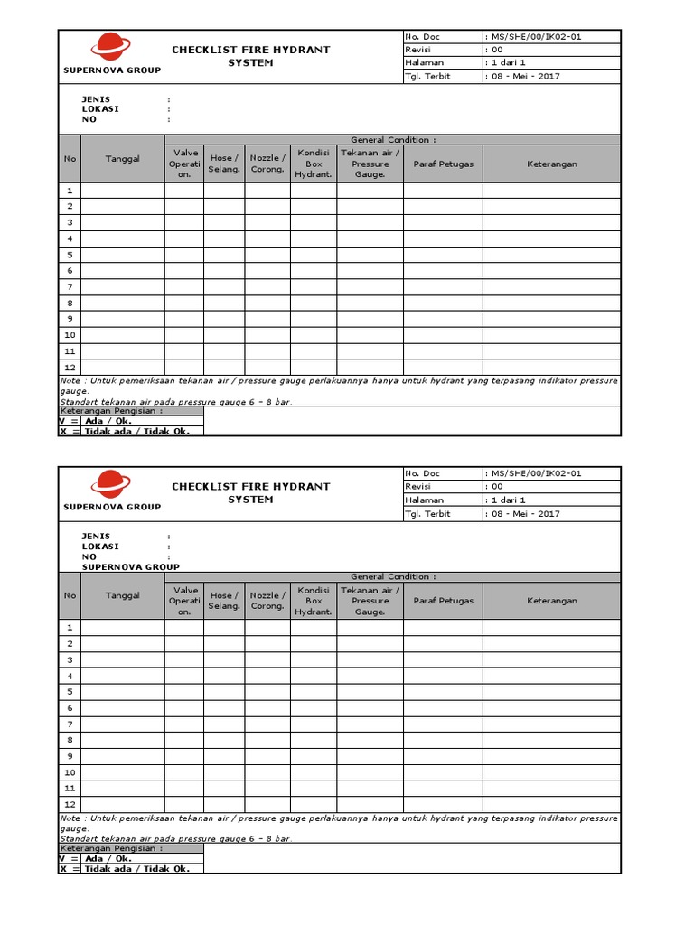 Checklist Hydrant PDF