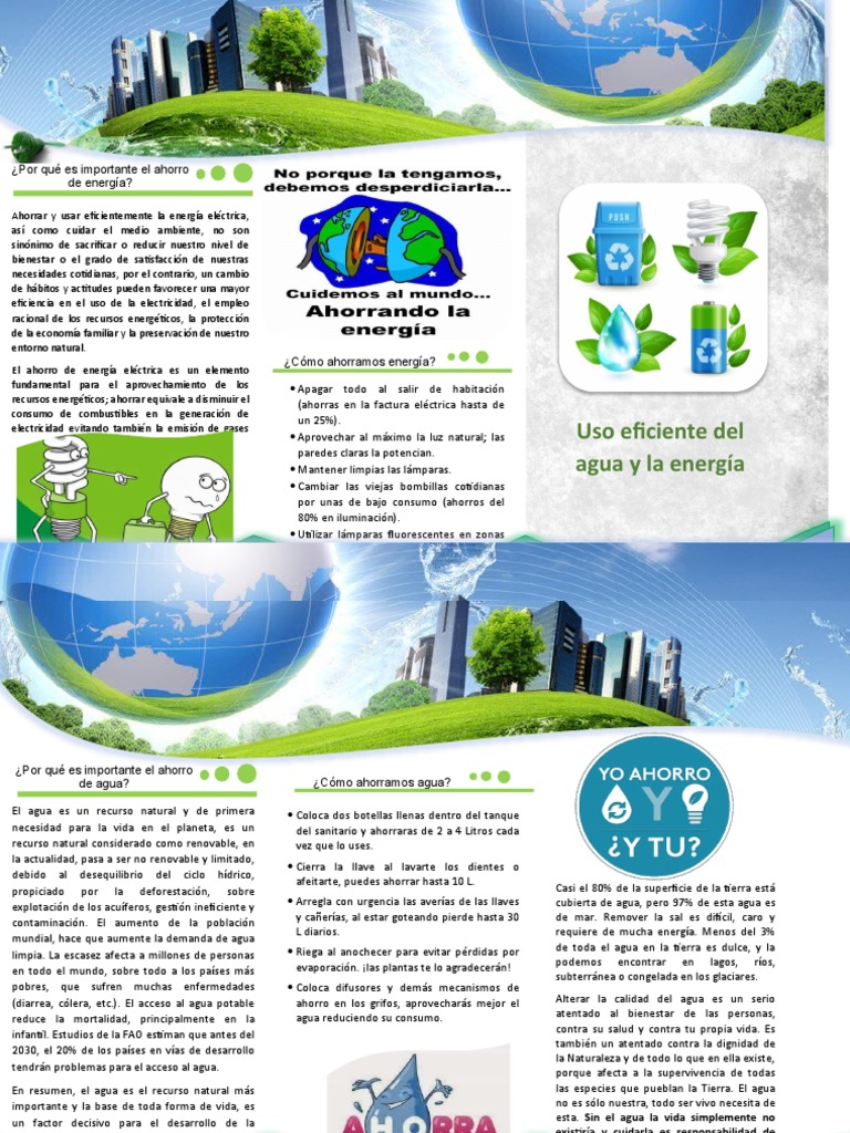 Folleto de Uso y Ahorro de Agua y Energia | PDF | Agua | Uso eficiente ...
