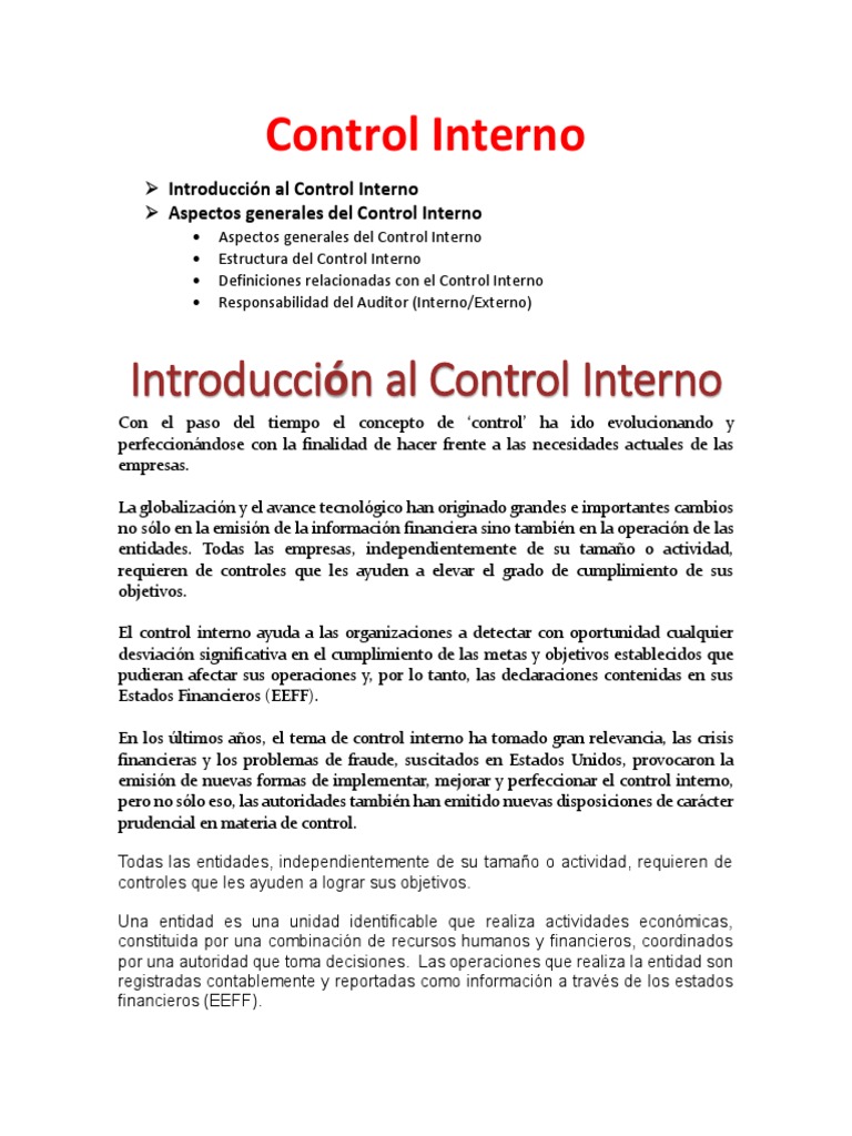 Aspectos Clave del Control Interno | PDF | Auditoría | Contralor