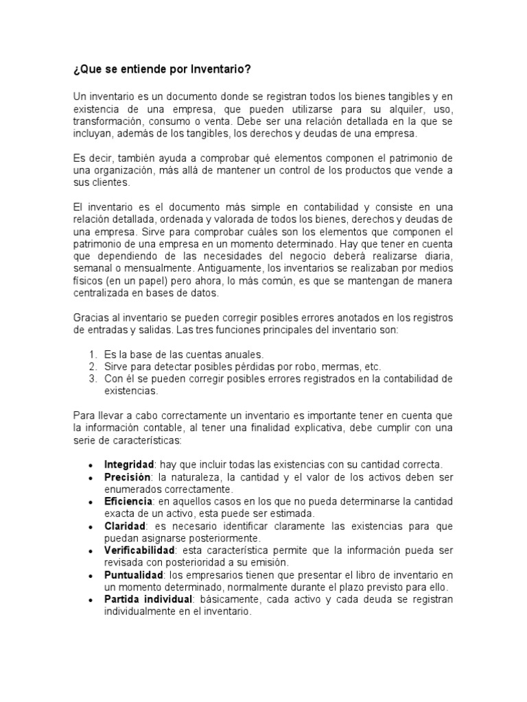 Inventario Contabilidad Pdf Inventario Contabilidad