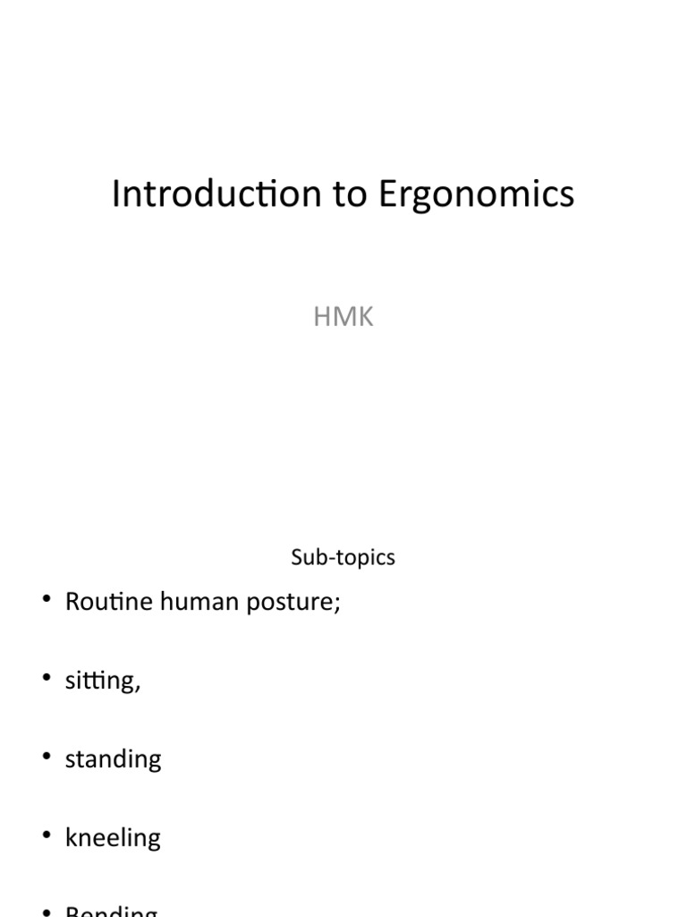 Introduction to Ergonomics Overview | PDF | Human Factors And ...