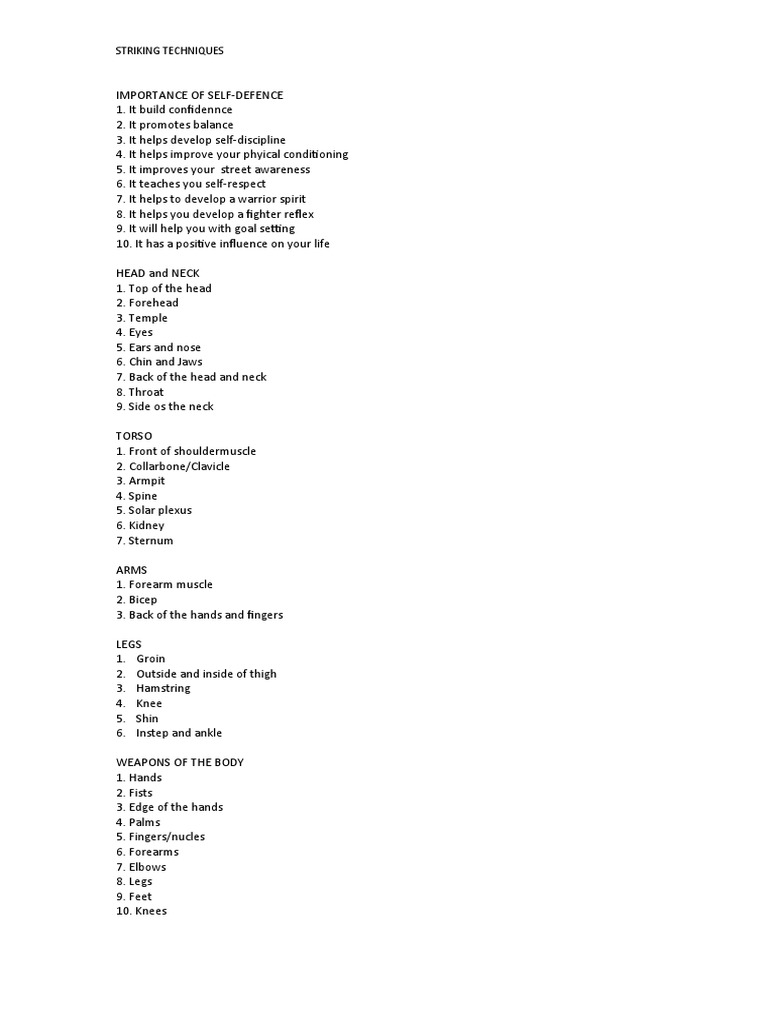 Note in PE (Self Defence) PDF