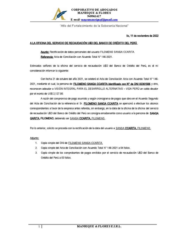Carta Simple BCP PDF
