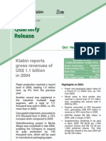 Klabin Reports Gross Revenues of US$ 1.1 Billion in 2004: Oct / Nov / Dec 2004
