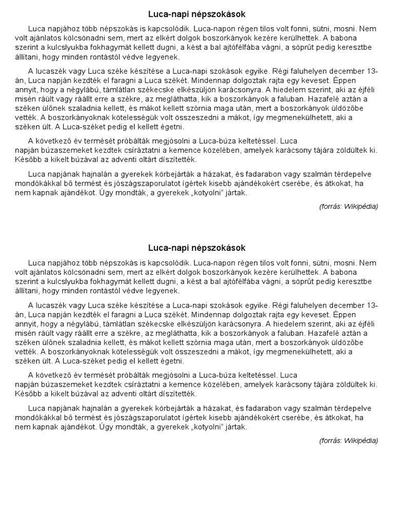 Luca Napi Népszokások | PDF