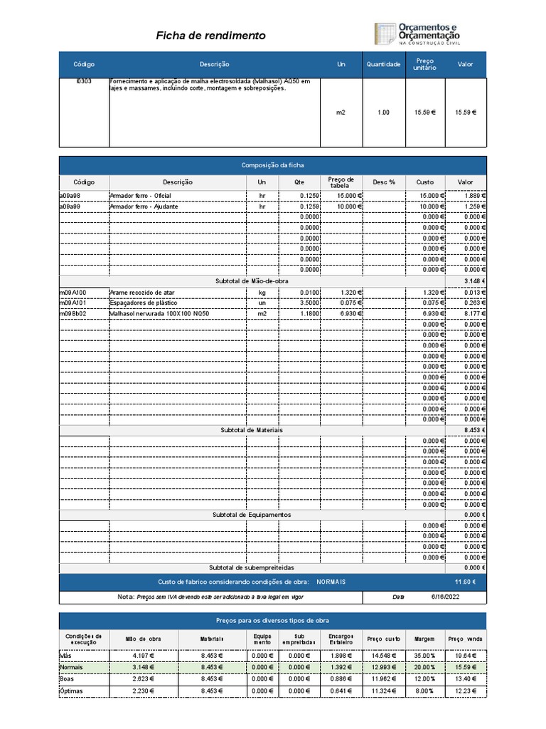 I0303 Malhasol AQ50 Lajes e Massames | PDF