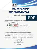 Certificado Garantia Reducrete 25 KG