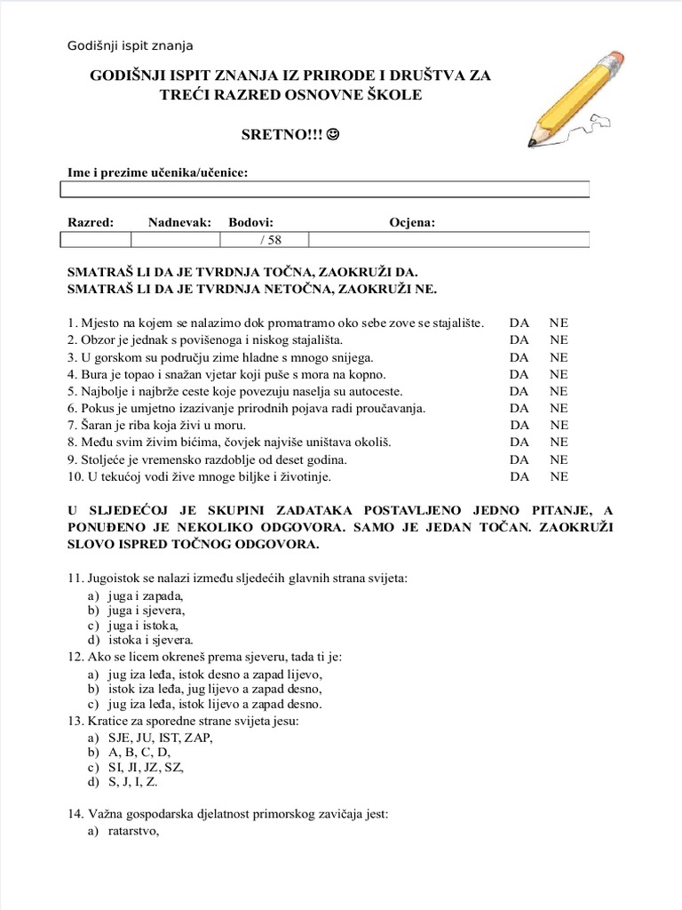 Dokumen - Tips Godisnji Ispit Znanja Iz Prirode I Drustva Za Treci ...