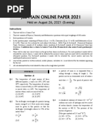 6820426th August 2021 Evening Shift JEE Main PYP