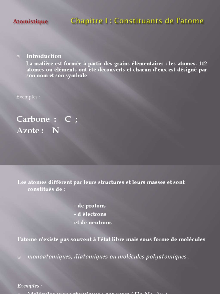 Structure et propriétés de l'atome | PDF | Noyau atomique | Atomes