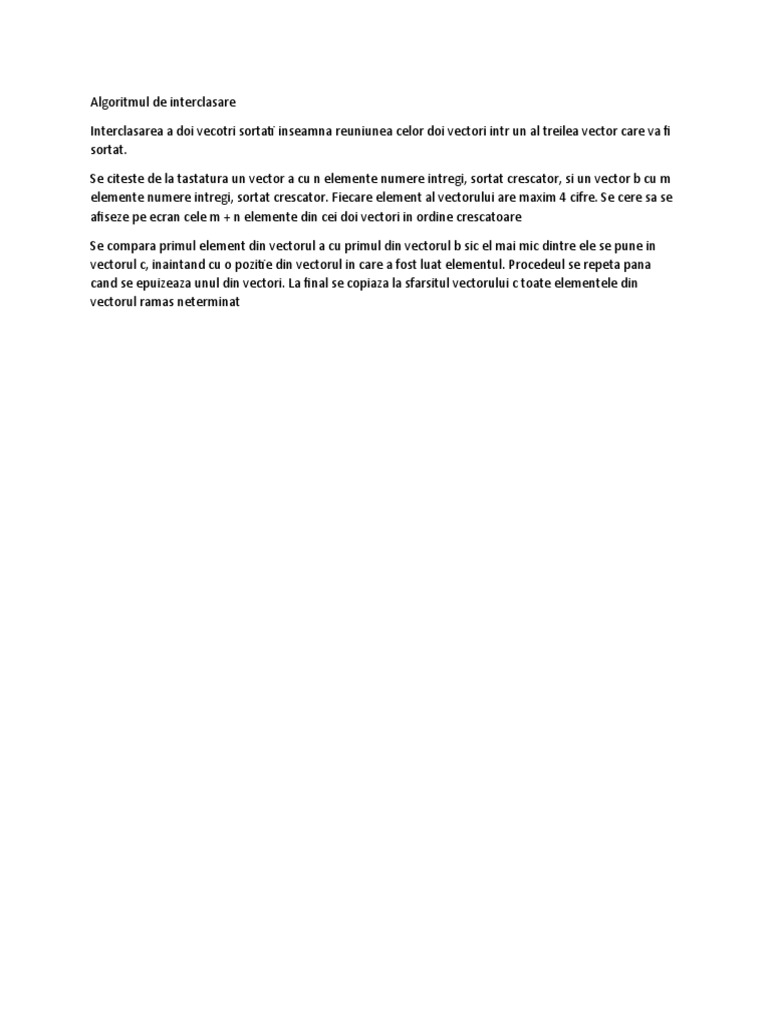 Algoritmul de Interclasare | PDF