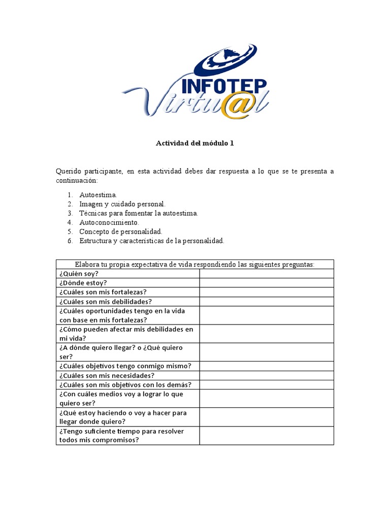 Actividad Del Módulo 1 Plataforma Pdf