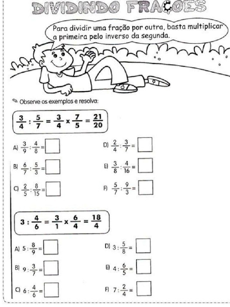 Dividindo Frações - 5° Ano | PDF