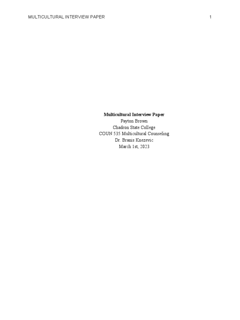 Multicultural Interview Paper | PDF | Family | Cognition