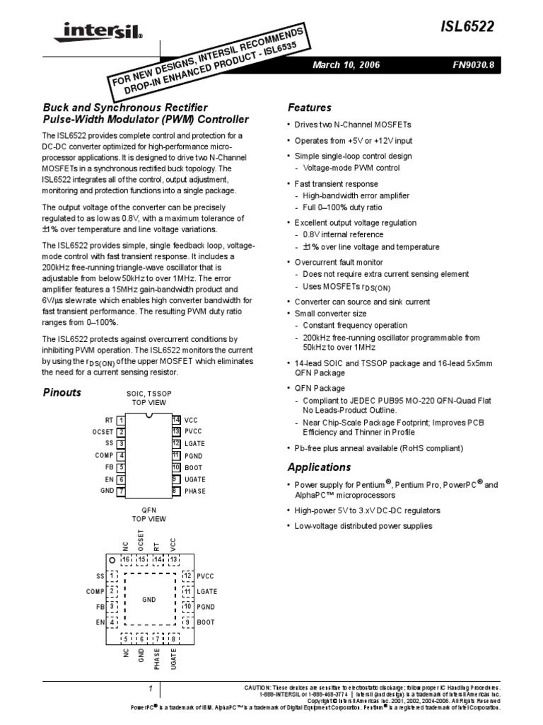 Isl 6522 | PDF | Amplifier | Mosfet