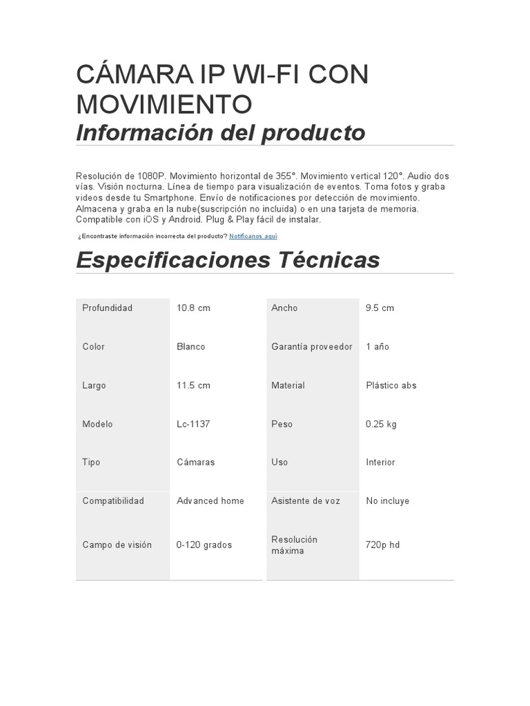 Cámara Ip Wi | PDF