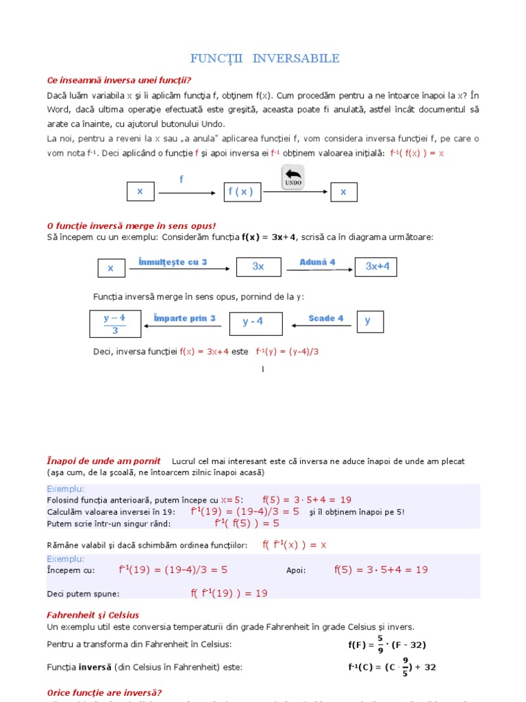 Functii Inversabile - Clasa 10.INFORMATICA | PDF