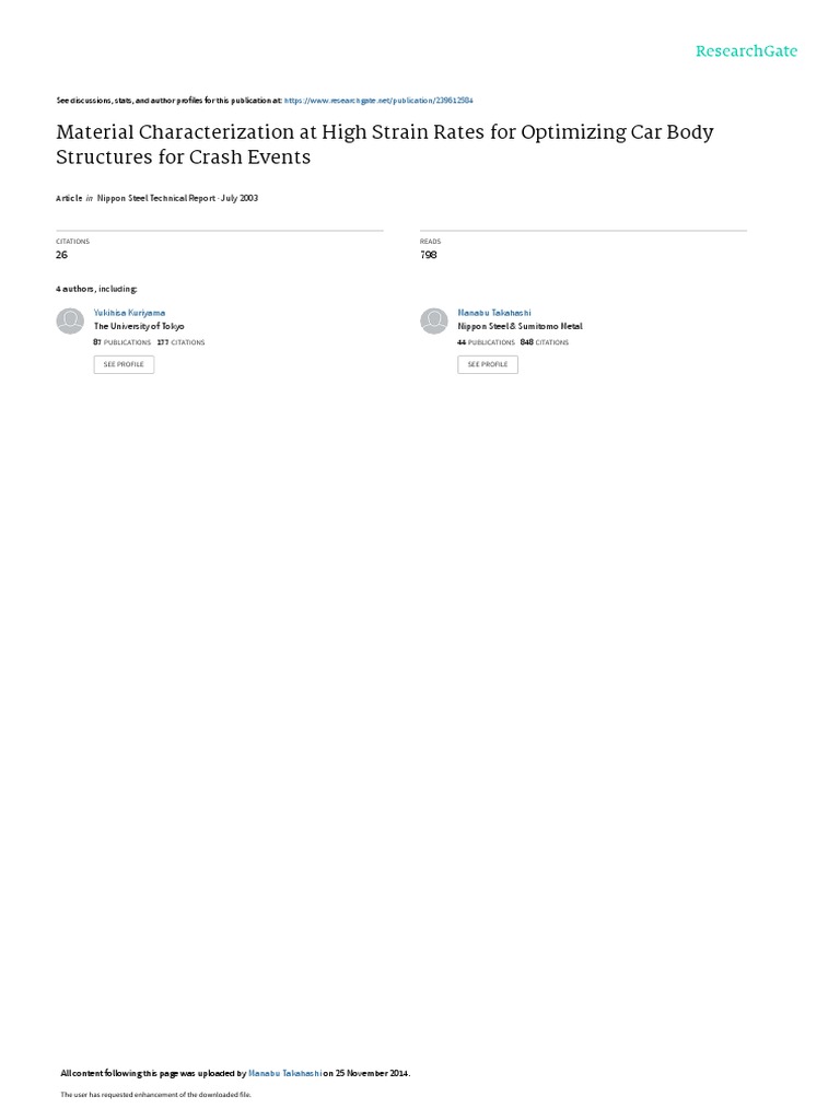 Material Characterization at High Strain Rates For PDF Deformation