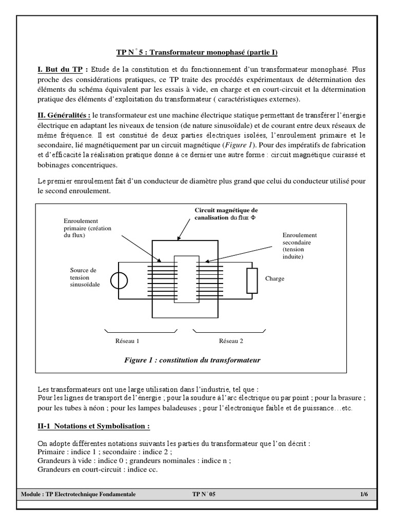 Étude du Transformateur Monophasé | PDF | Transformateur électrique ...