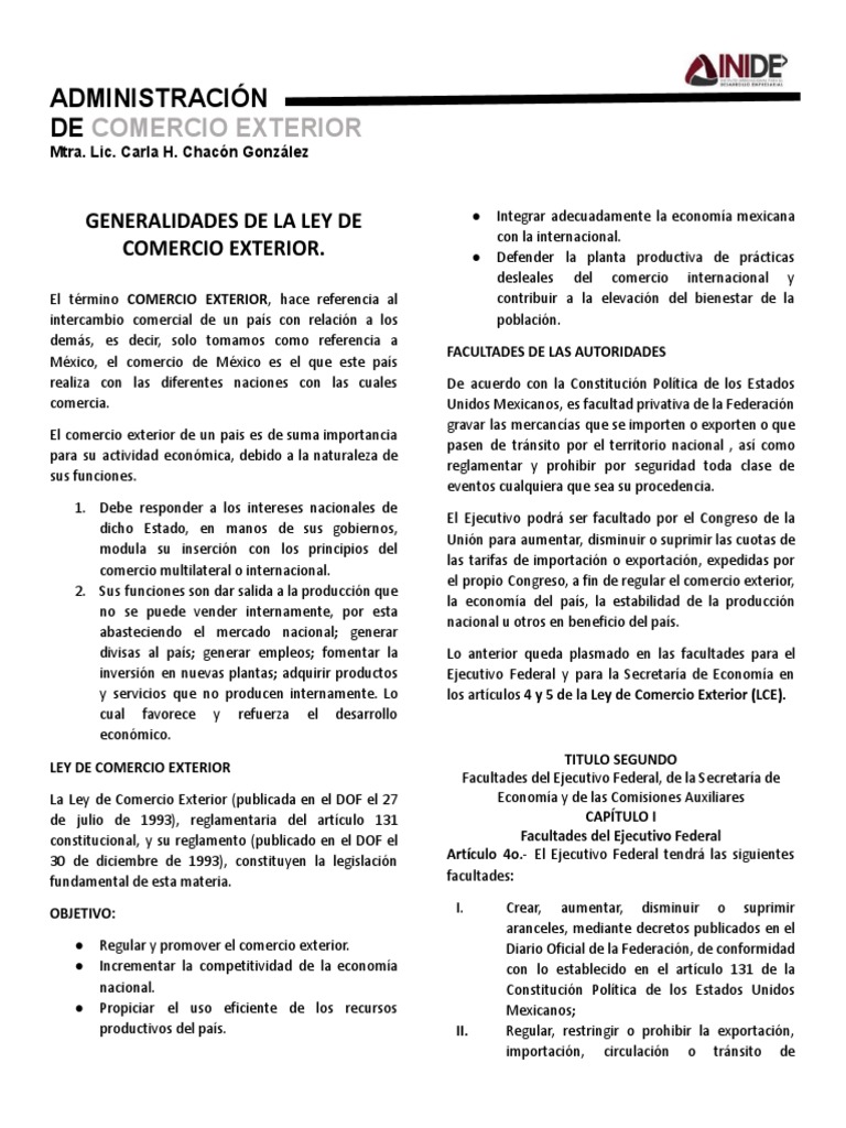 Ley de Comercio Exterior en México | PDF | Arancel | Barreras no ...