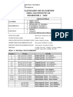 CALENDARIO EXAMENES AREA EXACTAS 1 2023 Opcion 1