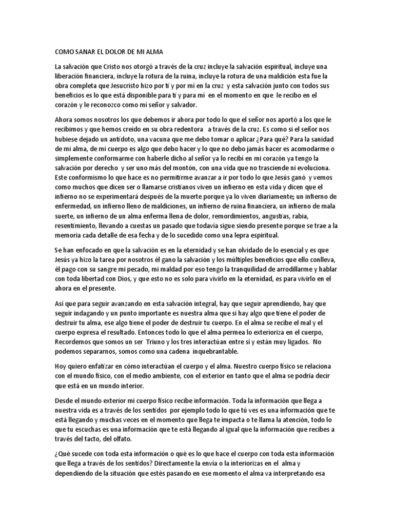 Como Sanar El Dolor de Mi Alma | PDF | Salvación | Alma