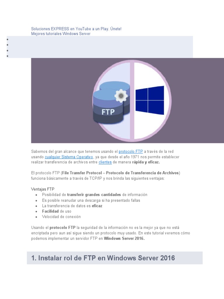 Crear un servidor FTP en Windows Server | PDF | Protocolo de ...