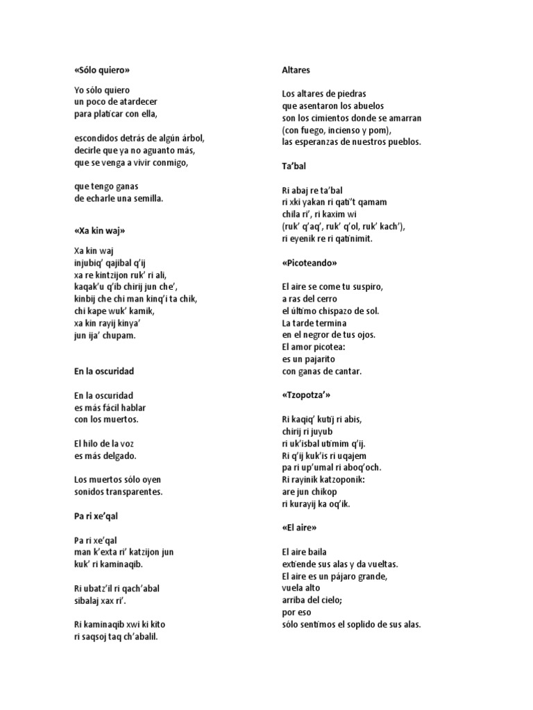 Poemas y Cantos en K'iche' y Español | PDF