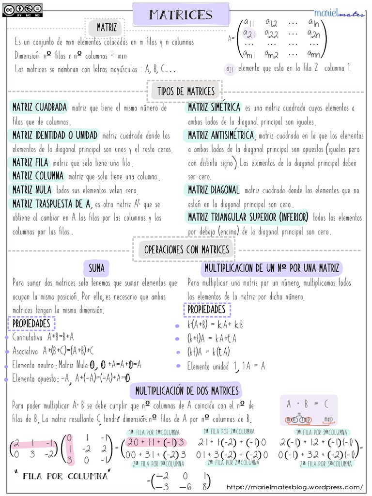 Tipos y Propiedades de Matrices | PDF | Matriz (Matemáticas) | Análisis ...