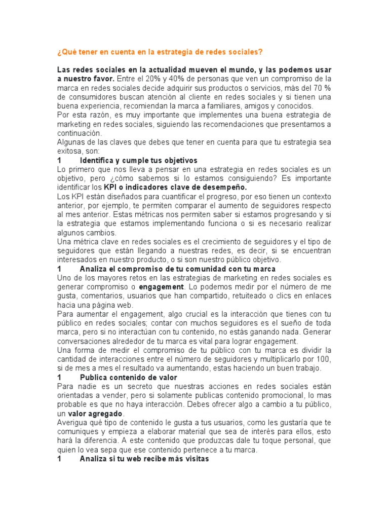 Estrategias efectivas en redes sociales | PDF | Marketing | Servicio de ...