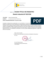 Certificado-Título de Registro Diseño Industrial #0531530