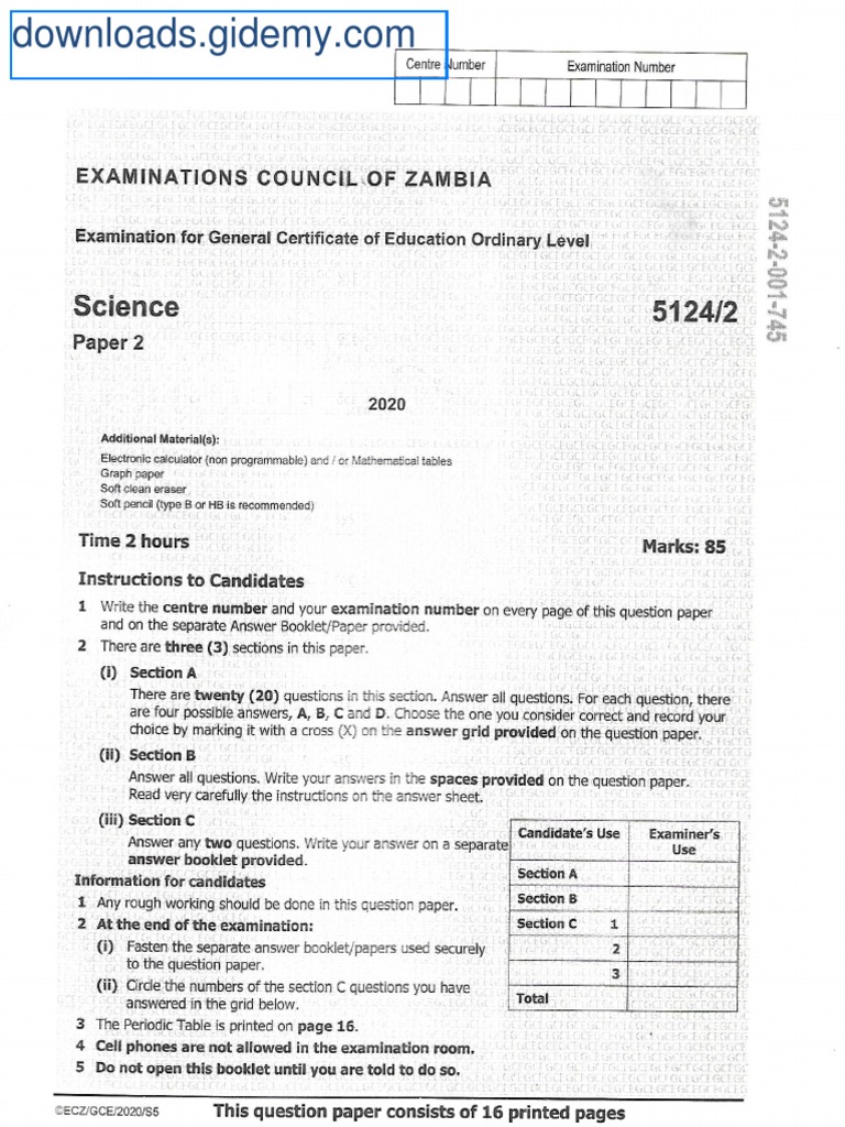 Science Paper 2 Gce 2020 Pdf
