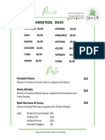 Updated Pizza Menu