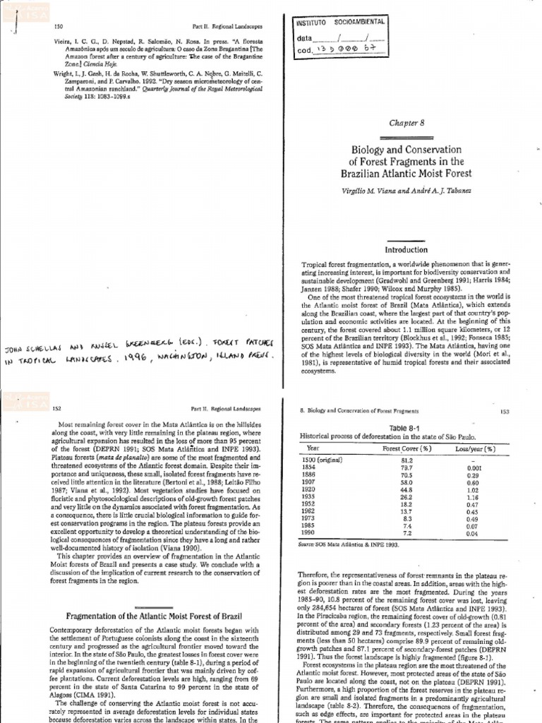 Atlantic Forest Fragmentation Study | PDF | Conservation Biology | Forests