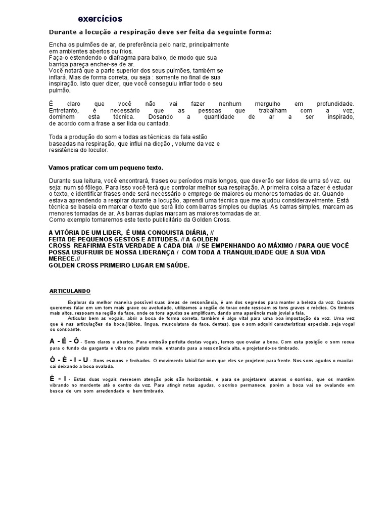 Exercícios Para Voz Download Grátis Pdf Vogal Som