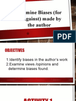 EXAMINE AUTHOR'S BIASES