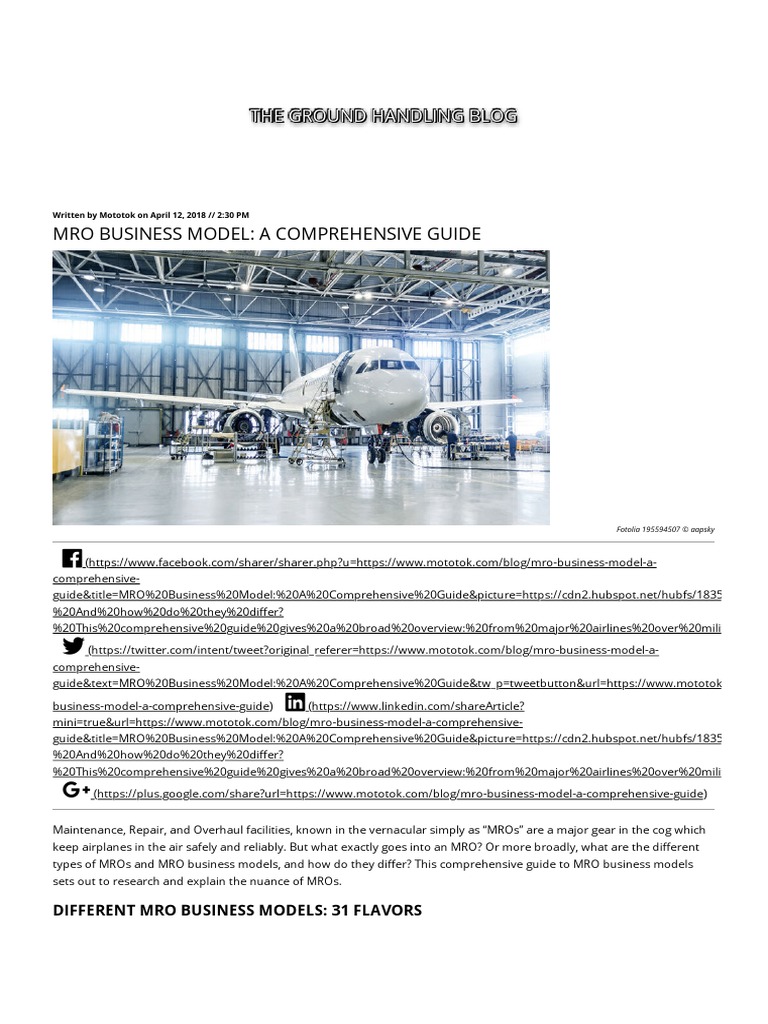 Mro Business Model , Aviation MRO Business Model Categories – JJTIYM