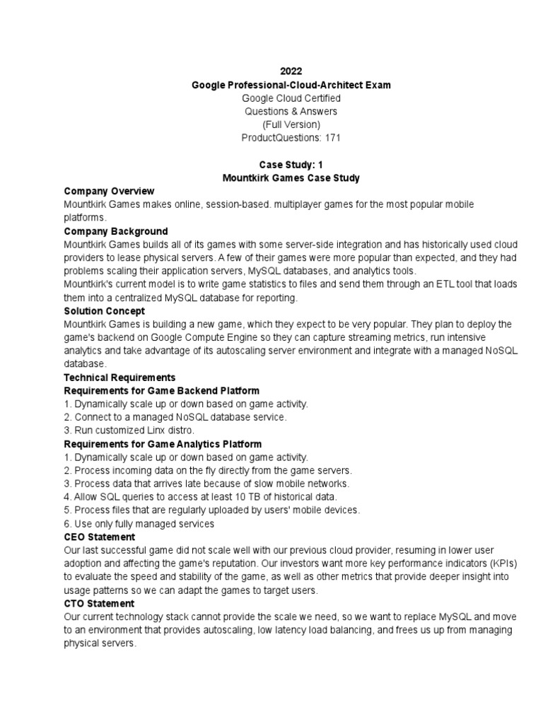 GCP Architect Questions PDF Cloud Computing Databases