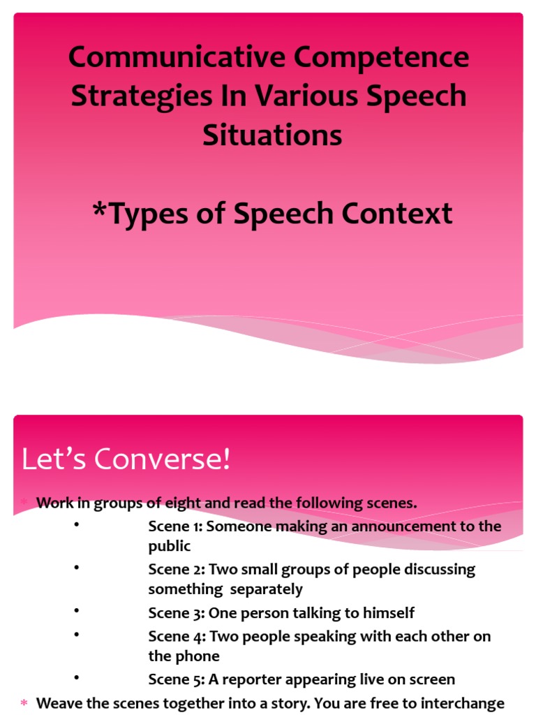 Speech Contexts and Communication Types | PDF | Communication | Cognition