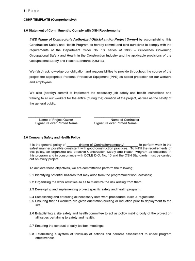 Comprehensive Construction Safety Program | PDF | Occupational Safety ...