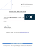 Certificate of Employment for Maria Balanquit